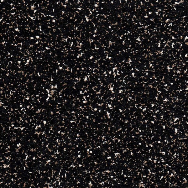 Black with white and natural cork coloured rubber cork granules make up this floor mat